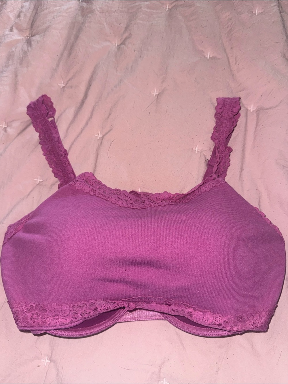 PINK Victoria's Secret Lace-Trim Bralette in Magenta